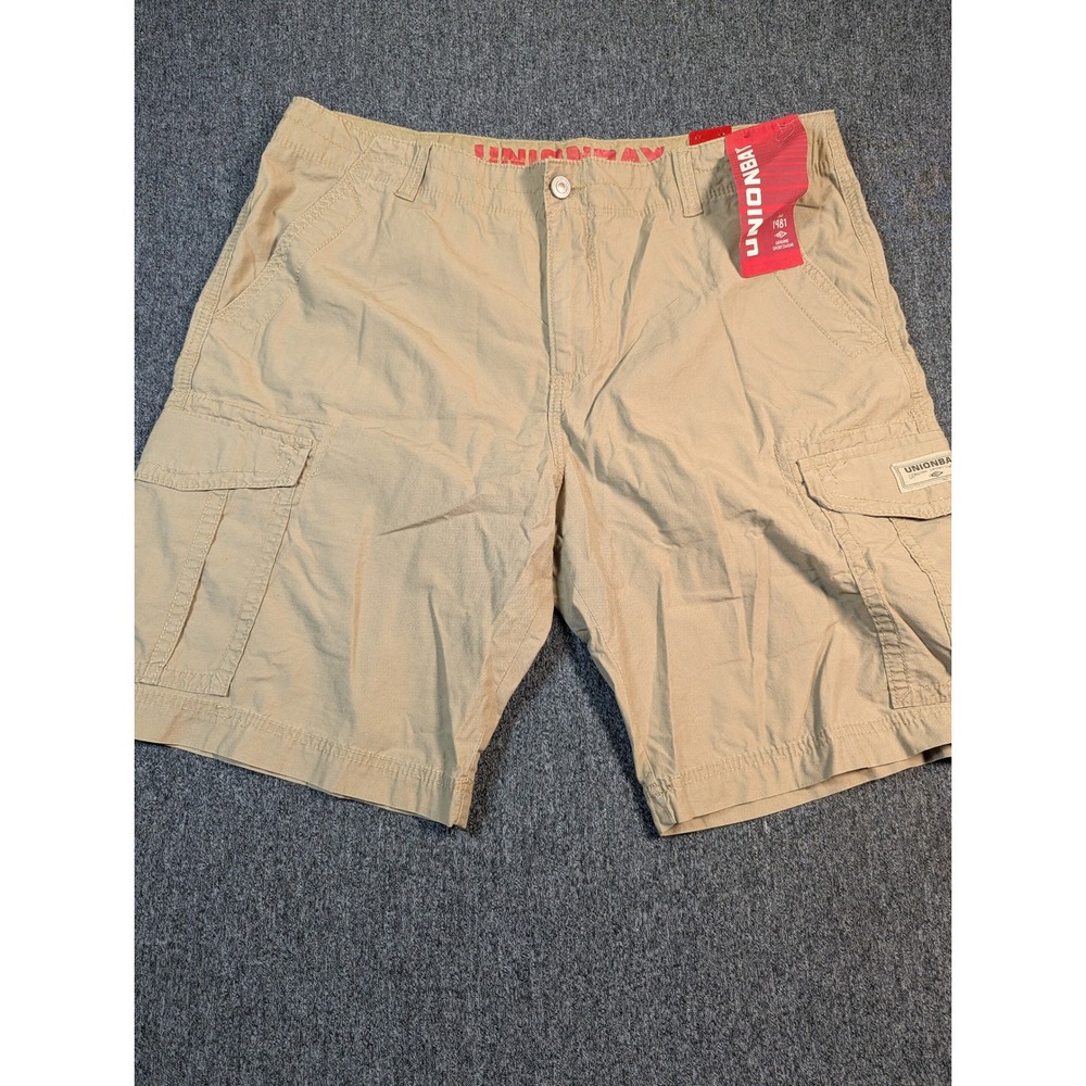 Unionbay Mens Cargo Shorts Grain Khaki Tan Cotton Y188Z36 Size 40 NWT